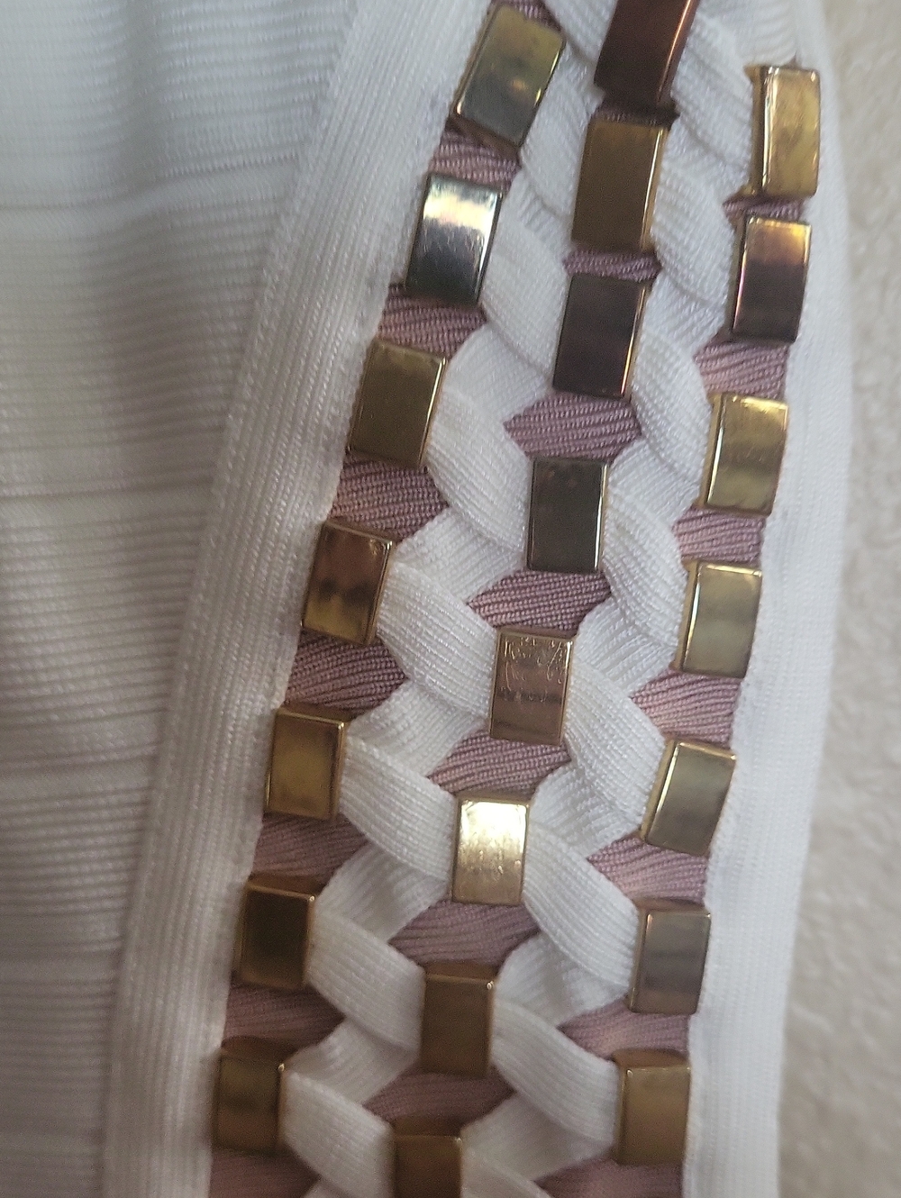 Herve Leger Bandage Mini Dress Gold Hardware Up Side - Picture 6 of 7